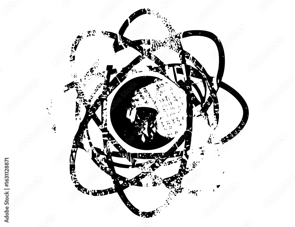 Aufkleber vector abstract atomic structure with orbiting elements.