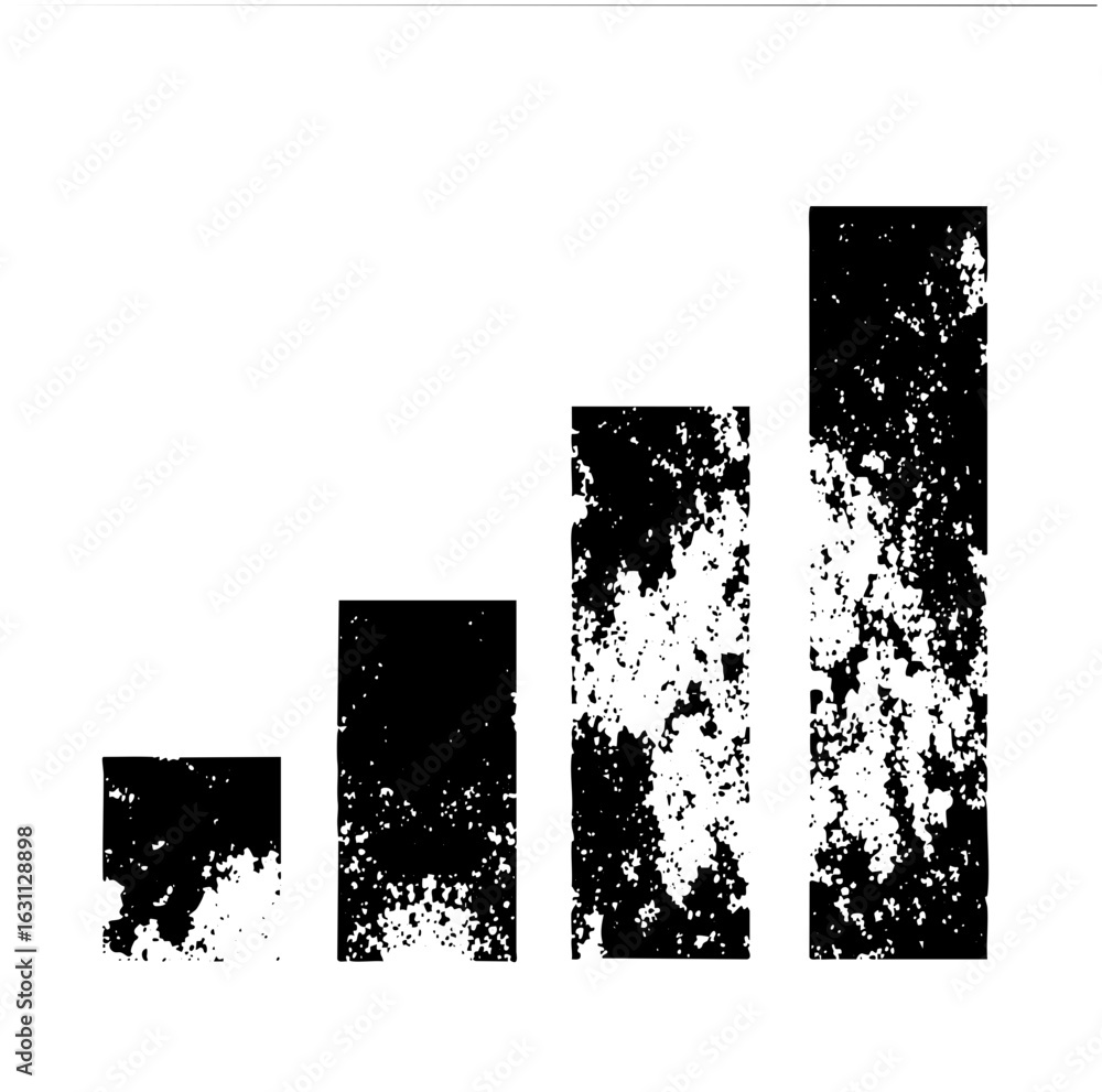 Poster vector increasing bar graph with speckled texture.