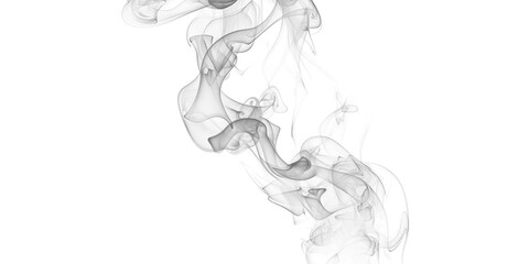 Abstract gray smoke or ink cloud swirling against a dark black background in a monochrome image