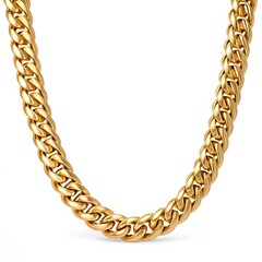 Obraz premium Gold Cuban Link Chain Necklace isolated on White Background