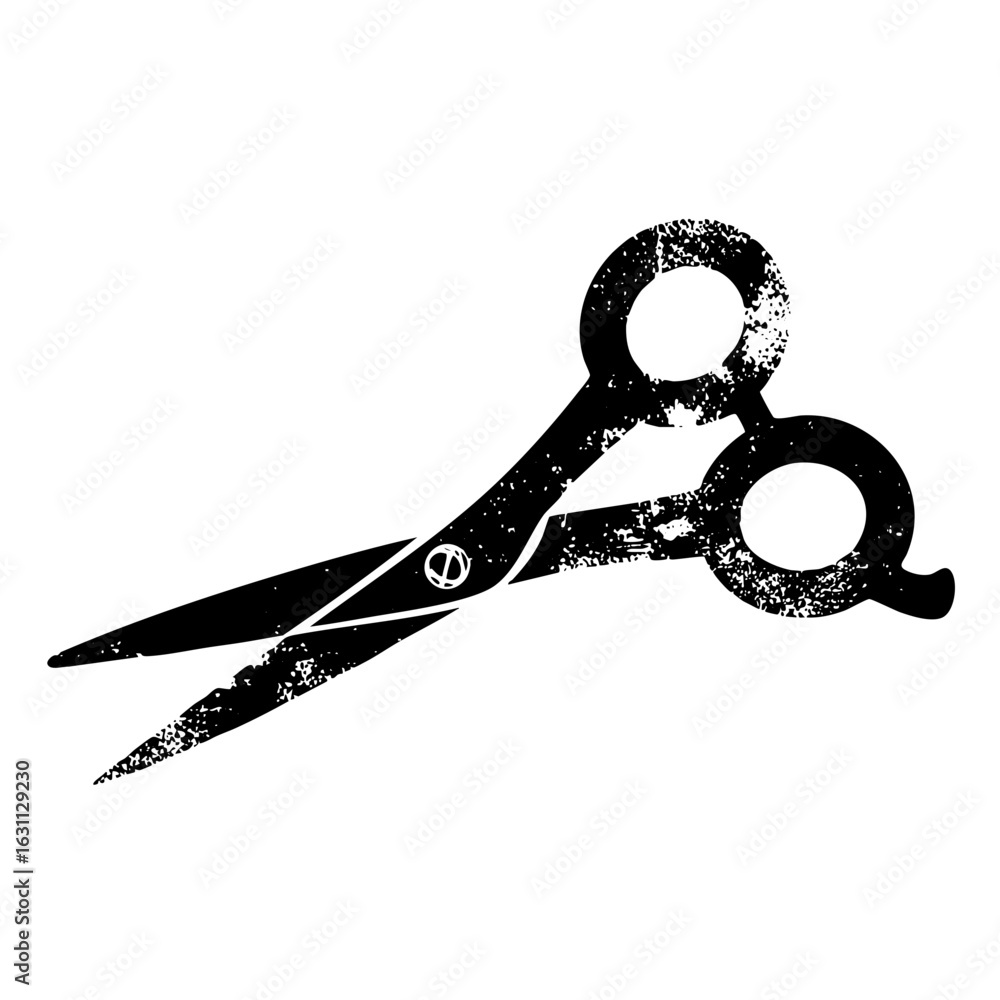 Poster vector distressed black scissors with open handles