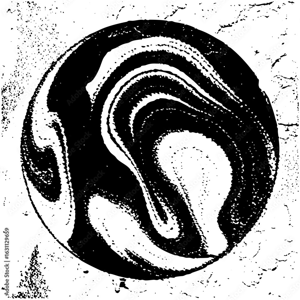 Poster vector swirling monochrome abstract shape creates a dynamic visual.