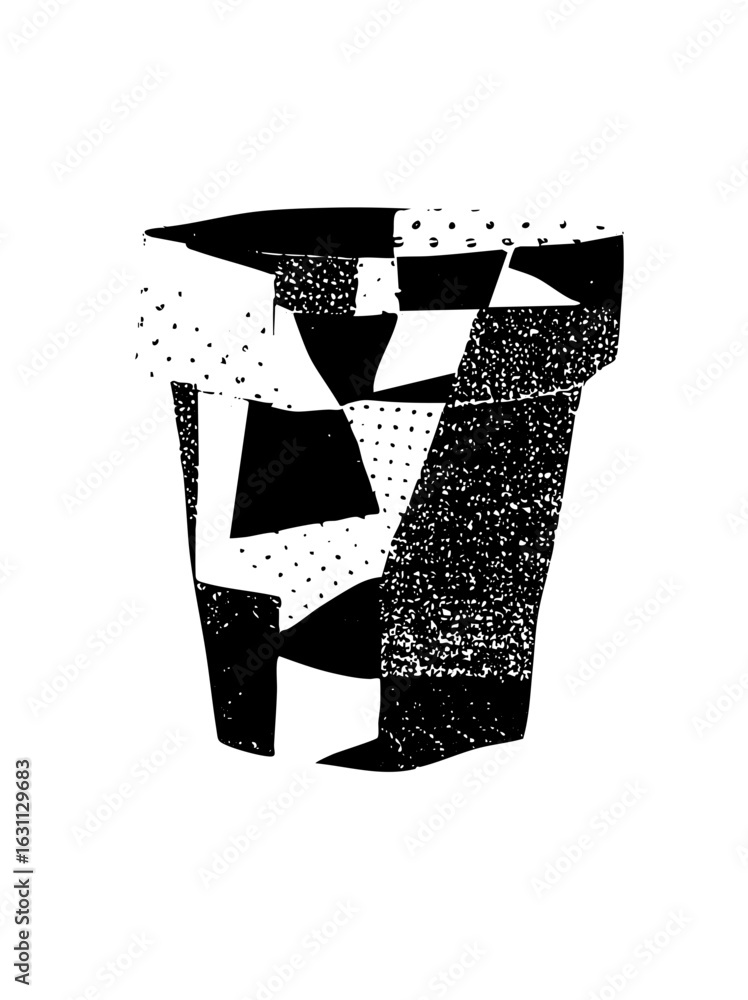 Poster vector abstract geometric face with textured shapes.