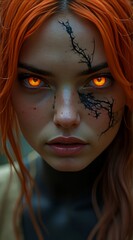 Fire and Fury: An Intense Portrait with Glowing Orange Eyes