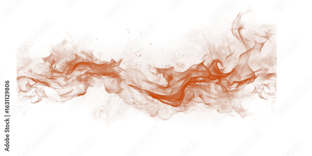Aufkleber abstract brown and red cloud like formation against a black background with irregular edges and text
