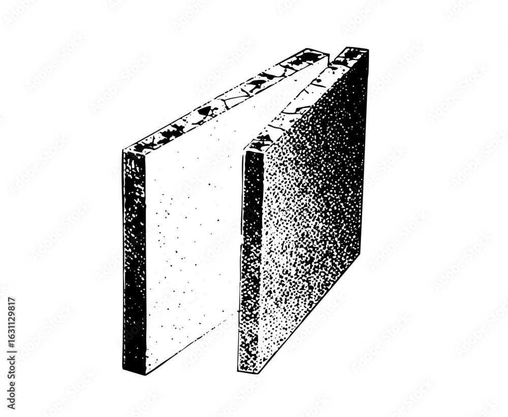 Poster vector detailed of a layered panel structure with textured surfaces.
