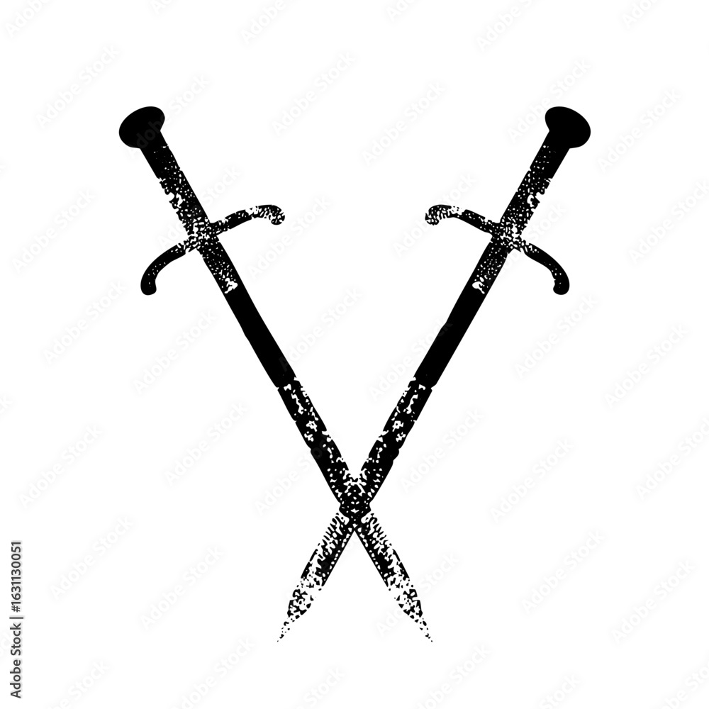 Poster vector crossed swords with distressed texture