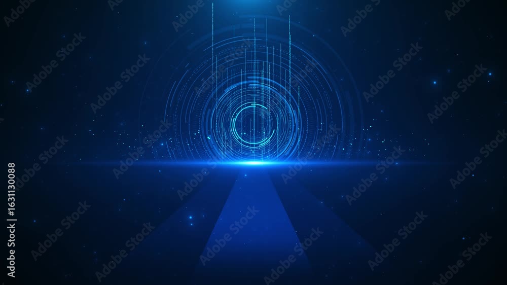 Poster hypnotic spinning tunnel light vortex technology digital data network features background light stre