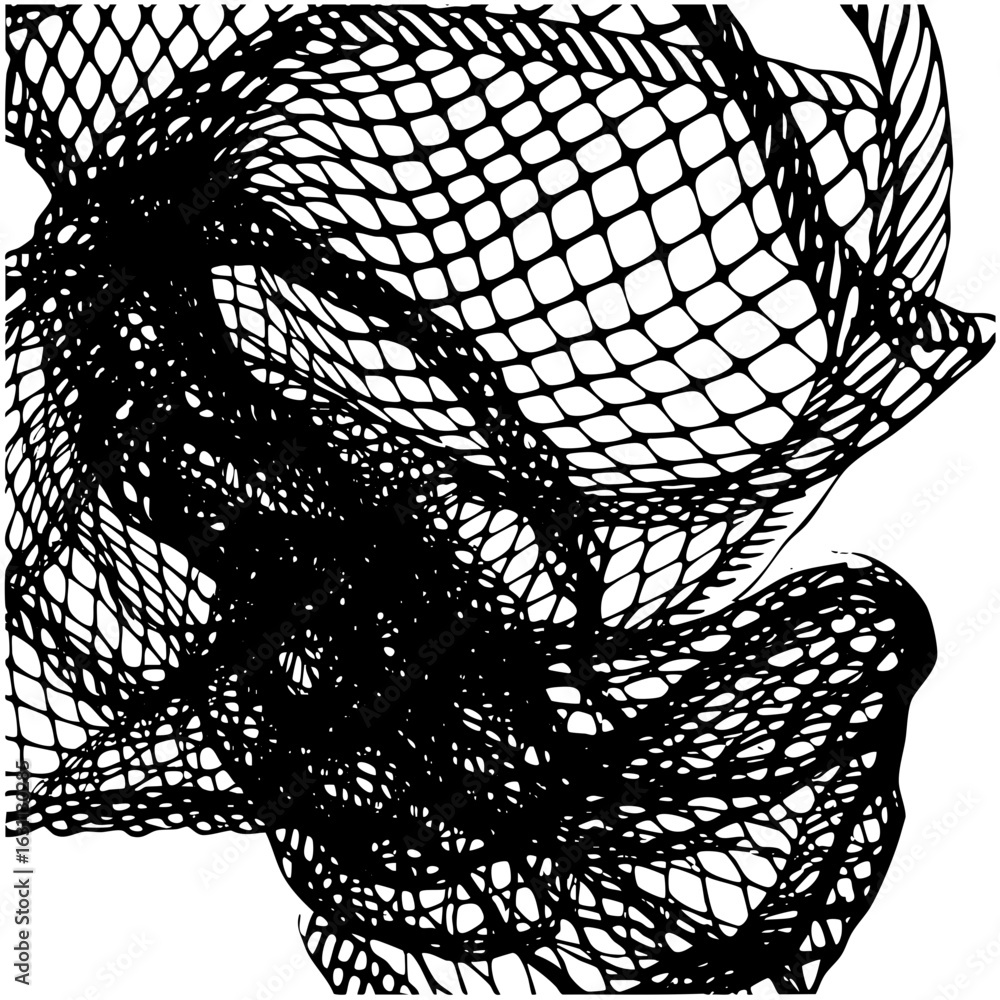 Poster Vector Abstract distorted face with geometric mesh .