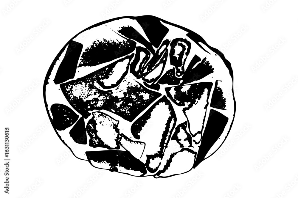 Poster vector abstract geometric sphere with fragmented shapes.