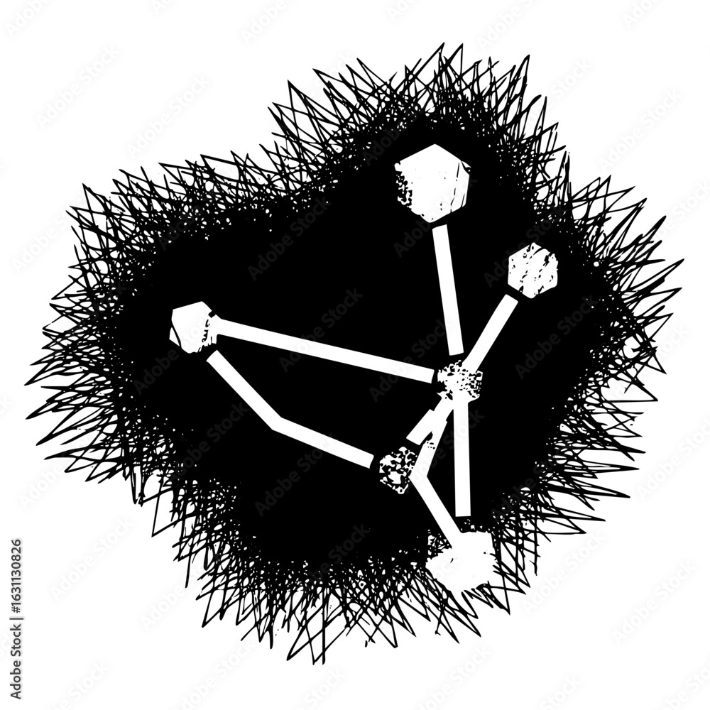 Poster Vector Abstract network with geometric nodes and connecting lines.