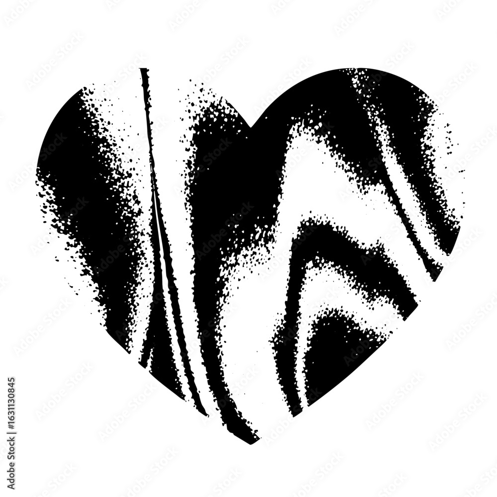Poster vector abstract heart with dynamic brushstroke elements.