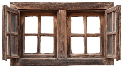 Antique Wooden Window: Rustic Charm and Aged Beauty