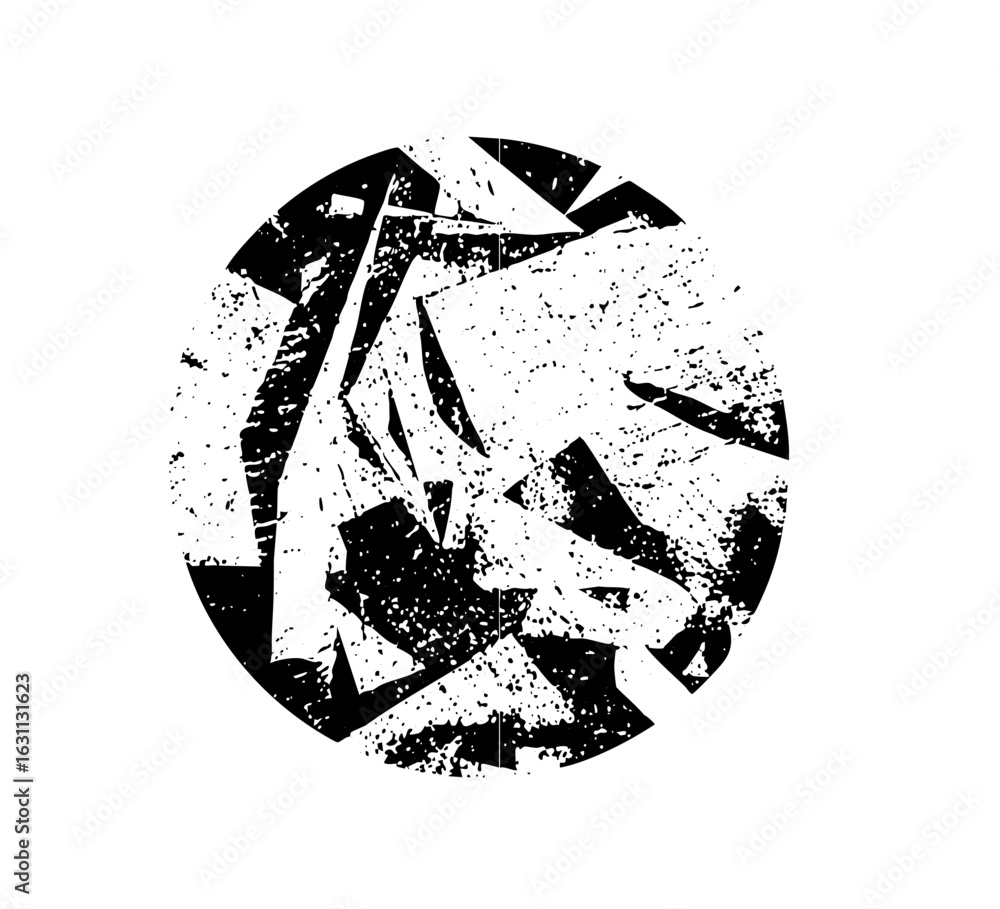 Aufkleber vector abstract shattered circle with distressed texture.