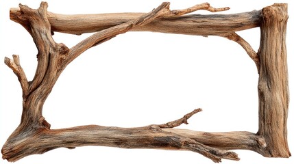 Rustic Wooden Frame, Natural Branch Border, Dry Wood Rectangle