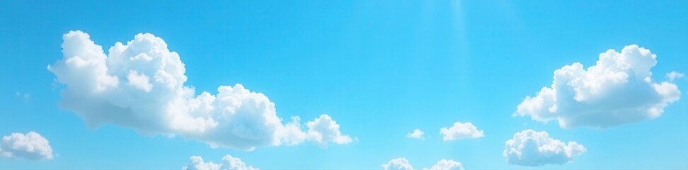 Tiny white clouds scattered on a bright blue canvas Gentle, diffused light , sky, delicate