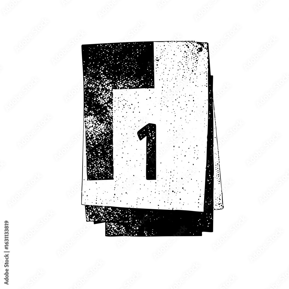 Poster vector abstract number one with distressed texture.