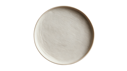 A minimalistic ceramic plate with a textured surface on a white isolated background.