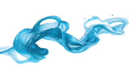 Blue fluid wave creating dynamic movement on a white isolated background.