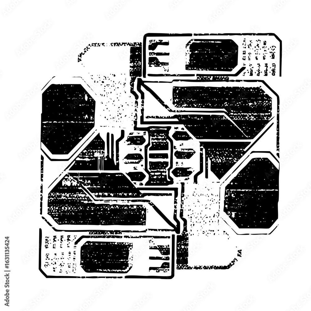 Poster vector abstract geometric features a central hub with connecting pathways.