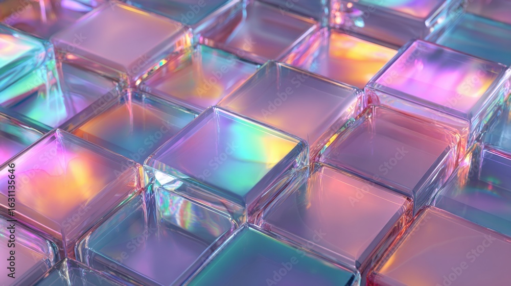 Aufkleber the arrangement showcases glossy, translucent glass tiles that reflect a spectrum of colors. light i