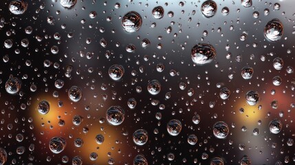 Raindrops on Glass, City Lights Reflection