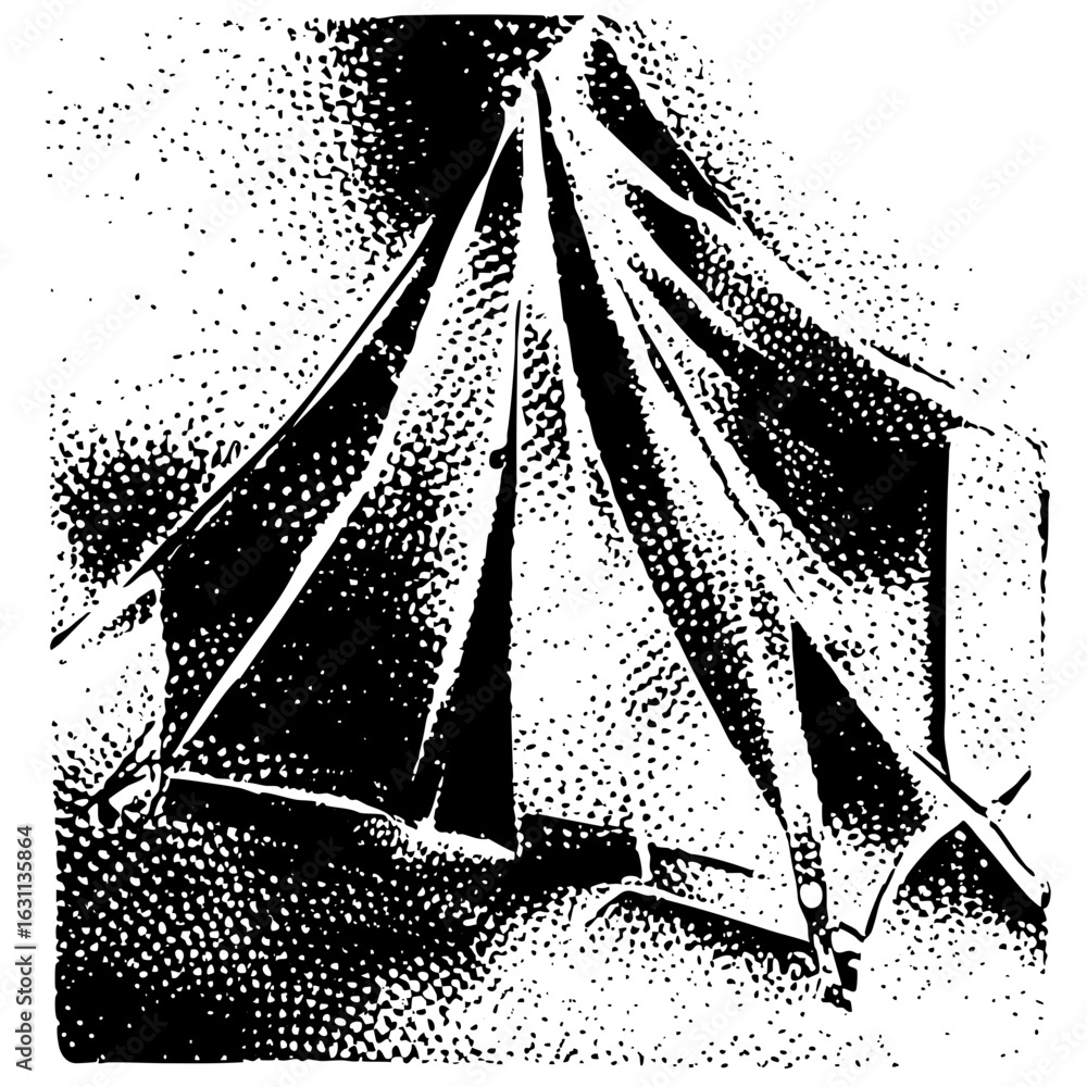 Poster vector dramatic tent structure with sharp angles.