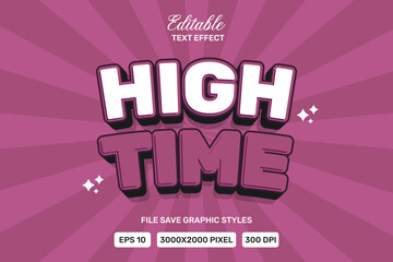 Editable high time text effects 3d template style premium vector.