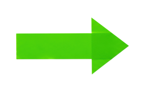 Green arrow sign for direction or navigation isolated PNG with Transparent Background