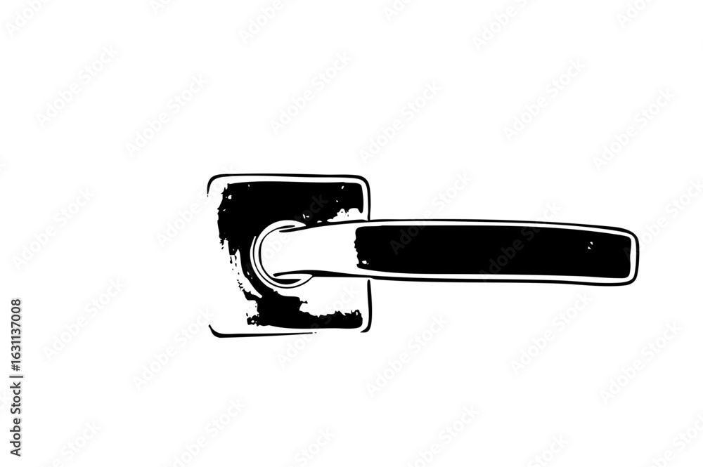 Aufkleber vector black door handle with a rectangular base and curved lever.