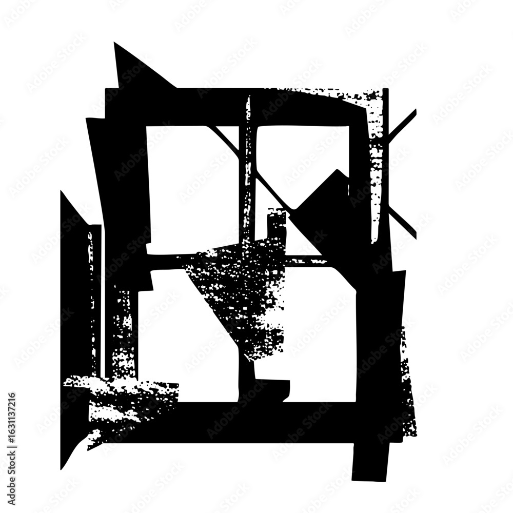 Poster vector abstract geometric structure with intersecting lines and shapes.