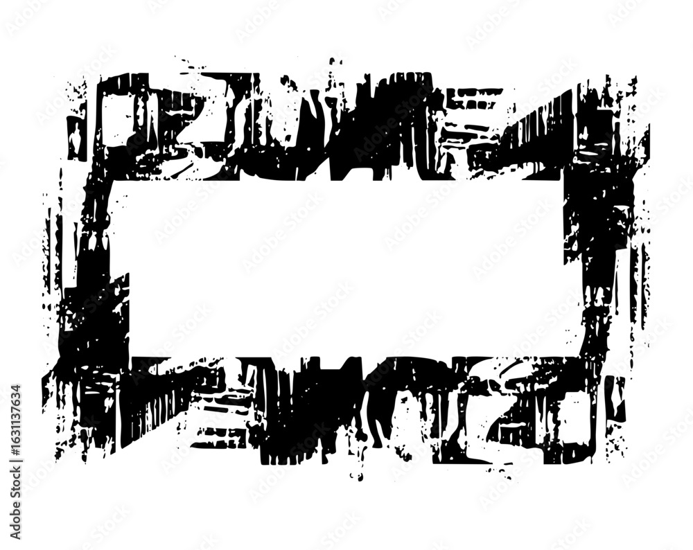 Poster vector distressed rectangular frame with rough edges.