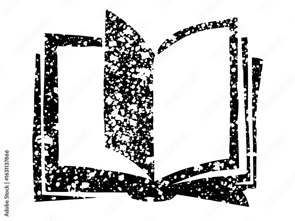 Poster vector abstract open book with distressed texture.