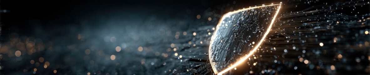 Dynamic shield formation digital studio visual effect animation dark environment close-up view technology concept