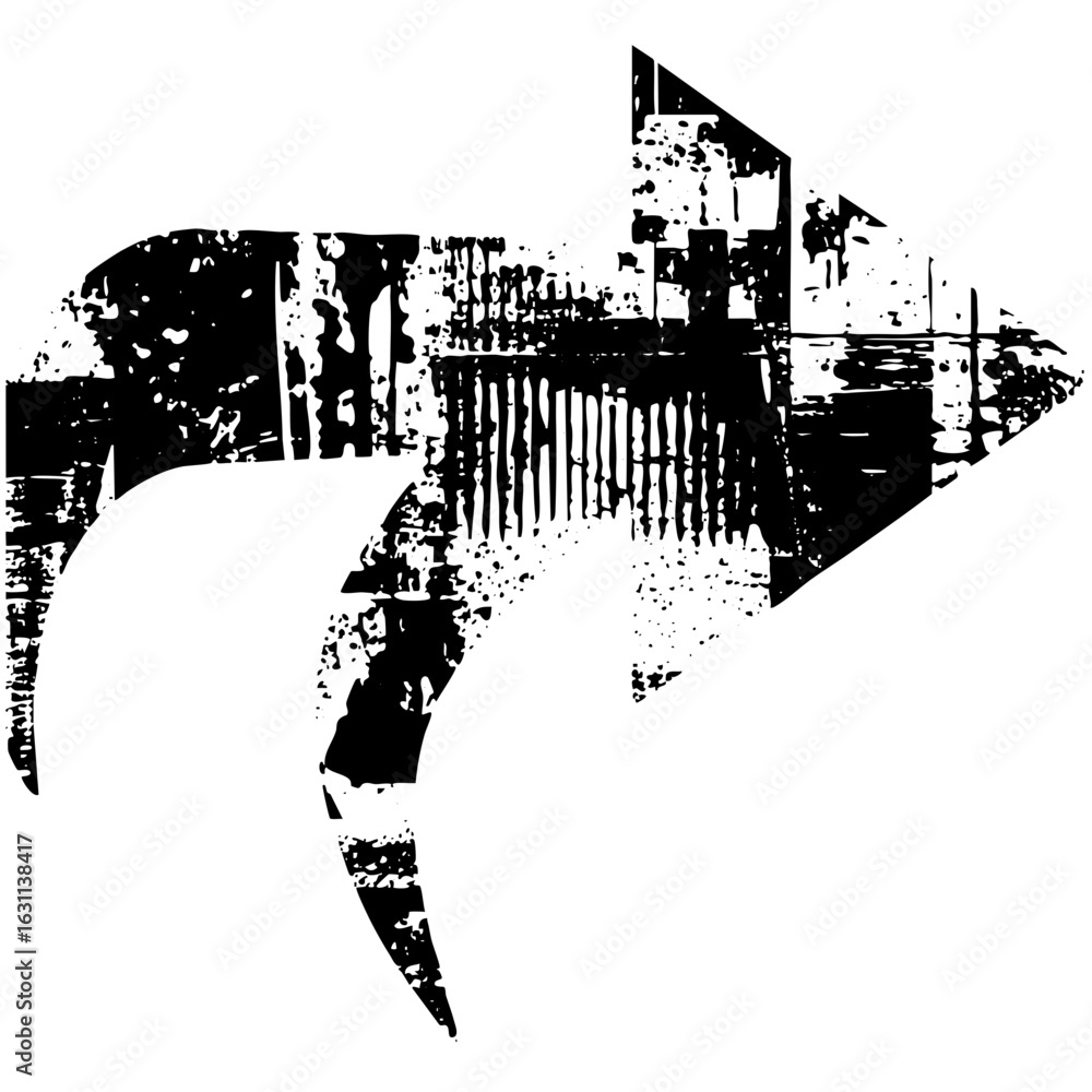 Aufkleber vector abstract arrow shape formed by distressed elements.