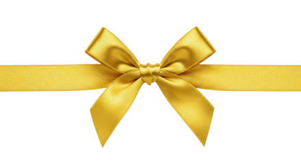 Golden ribbon tied in a bow isolated PNG with Transparent Background