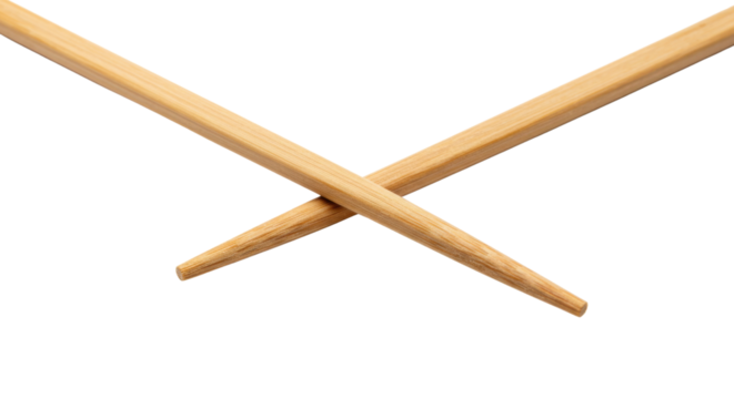 Crossed pair of wooden chopsticks for sushi or Asian cuisine isolated PNG with Transparent Background