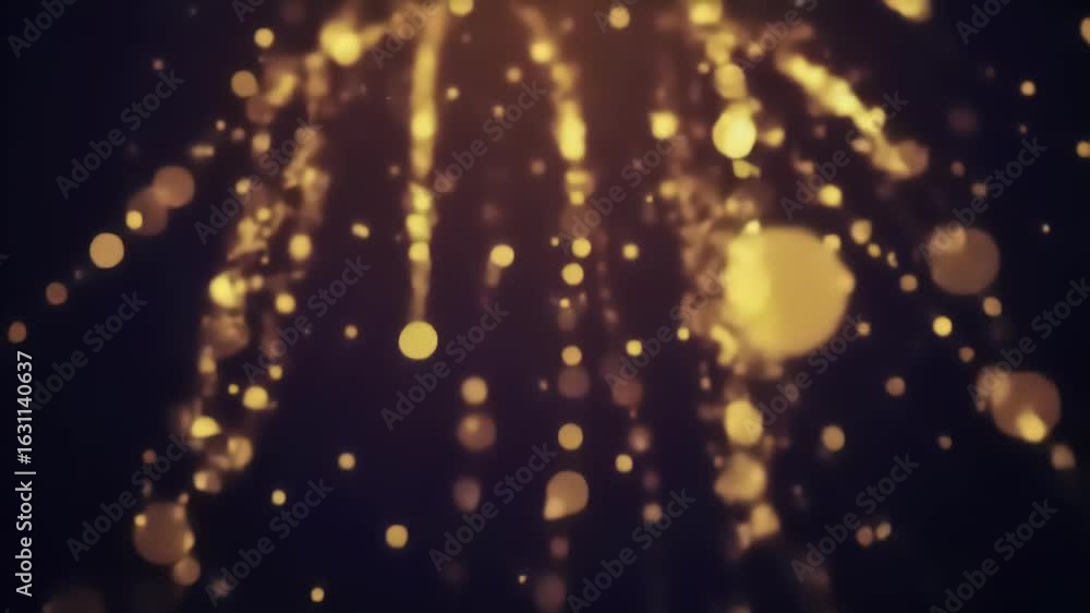 Poster elegant backdrop of falling golden bokeh lights against a dark background. light glows create a magi