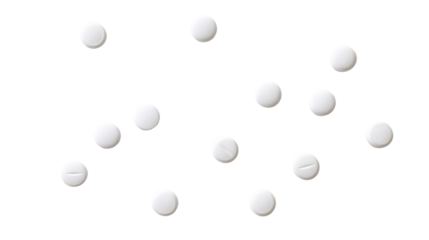 White balls arranged randomly on a surface, isolated on a white background.