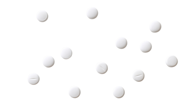 White balls arranged randomly on a surface, isolated on a white background.