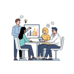 Diverse Business Team Collaborating on Growth Strategy with Chart Presentation