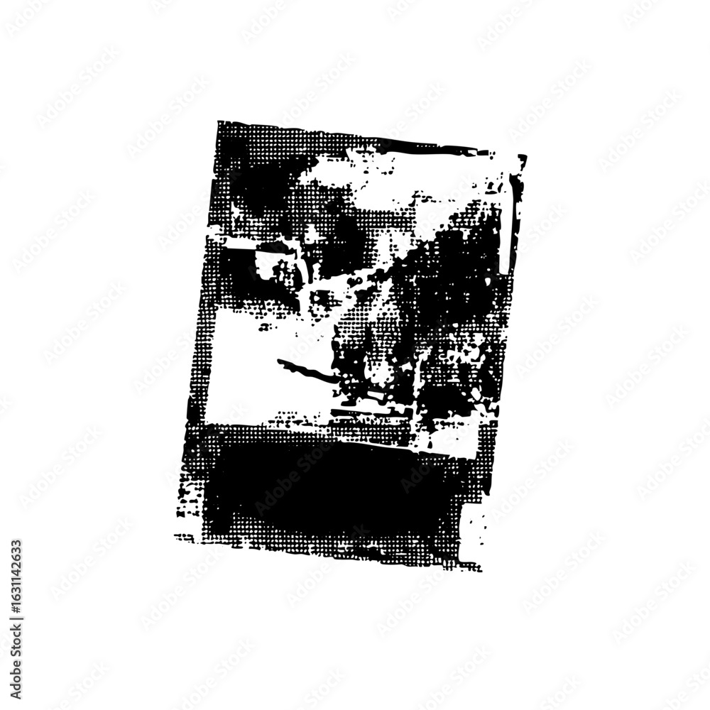 Poster vector abstract distressed rectangle with halftone texture.
