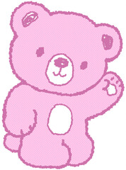 분홍 곰돌이 손그림 일러스트 스티커