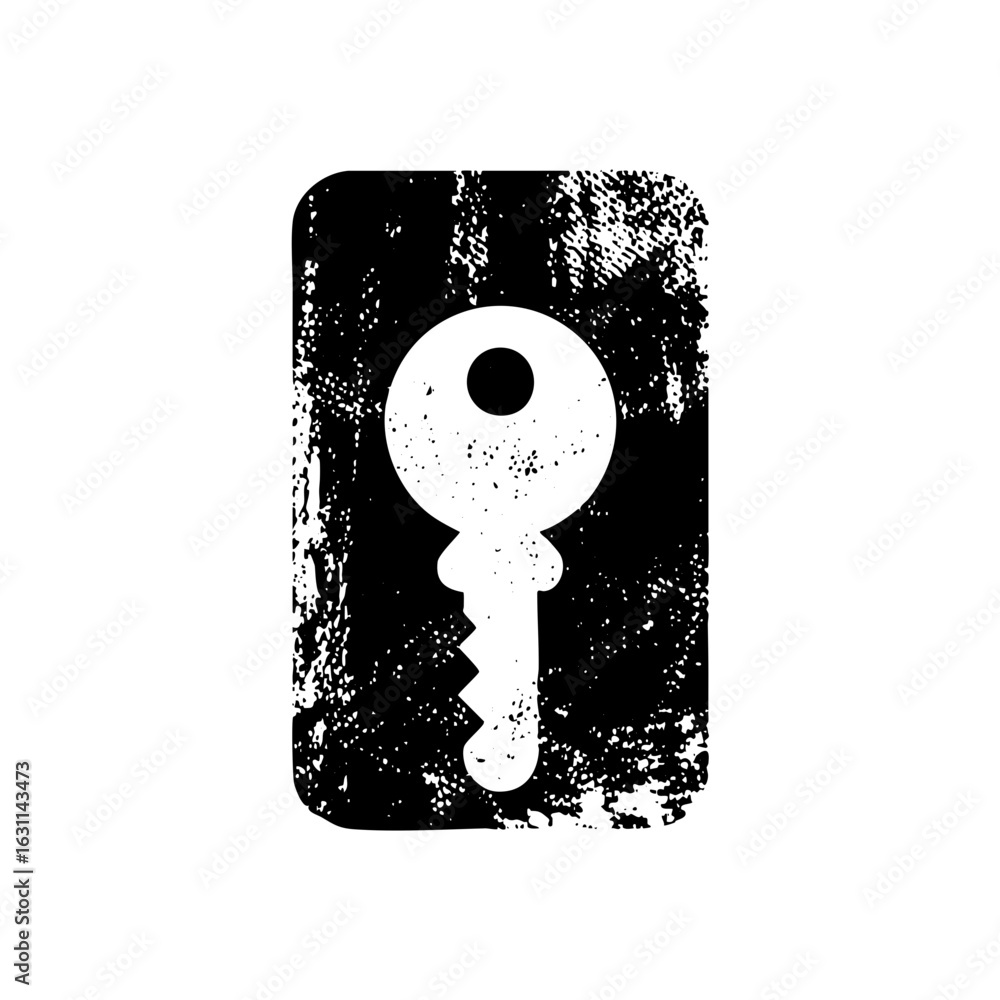 Poster vector distressed key within a rectangular frame.