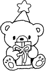 선물 들고 있는 크리스마스 곰돌이  손그림