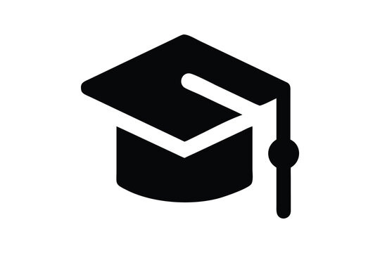 Graduation cap icon, education success symbol, academic achievement vector