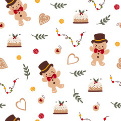 Seamless Christmas pattern. Vector isolated background for wrapping, paper, banners.