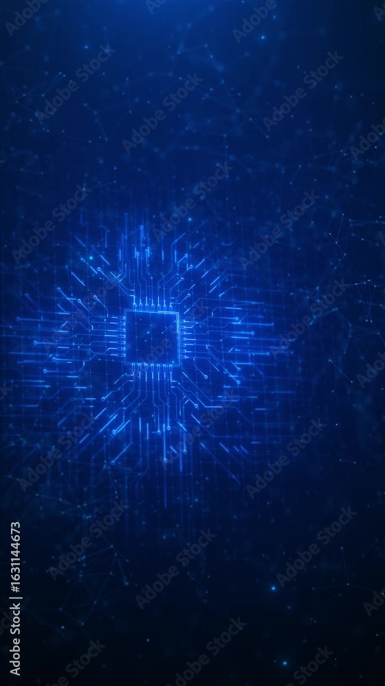 Poster blue patterns digital advanced networks, intelligent systems, high speed data processing, tech evolu