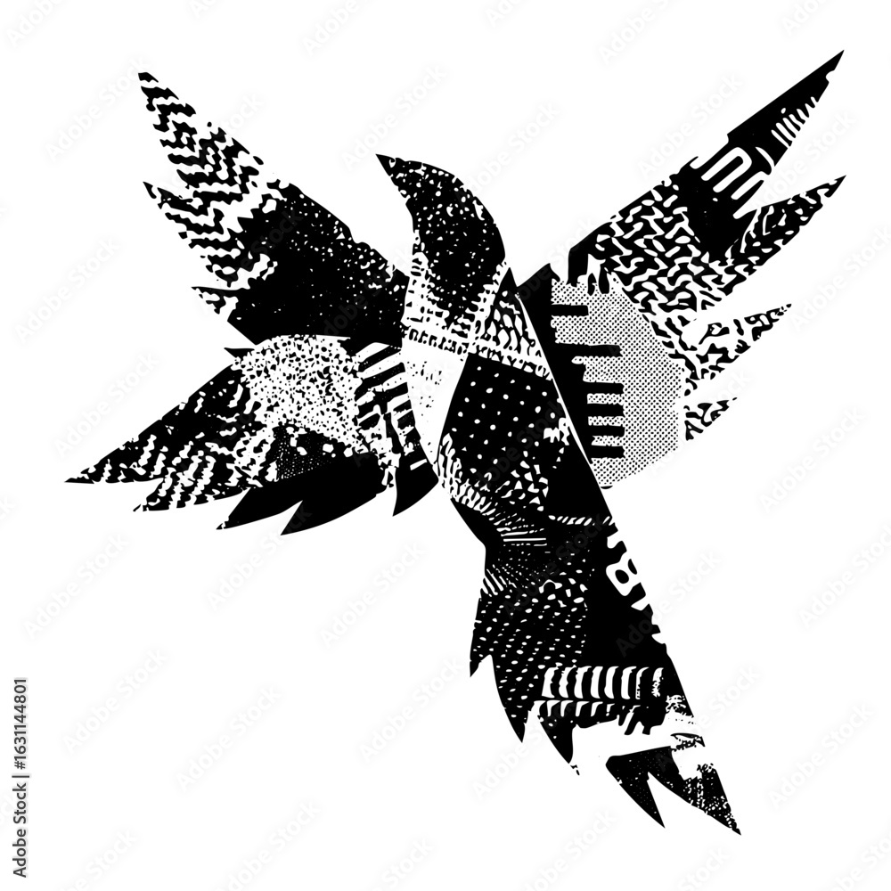 Poster vector dynamic birds features abstract shapes and textures.