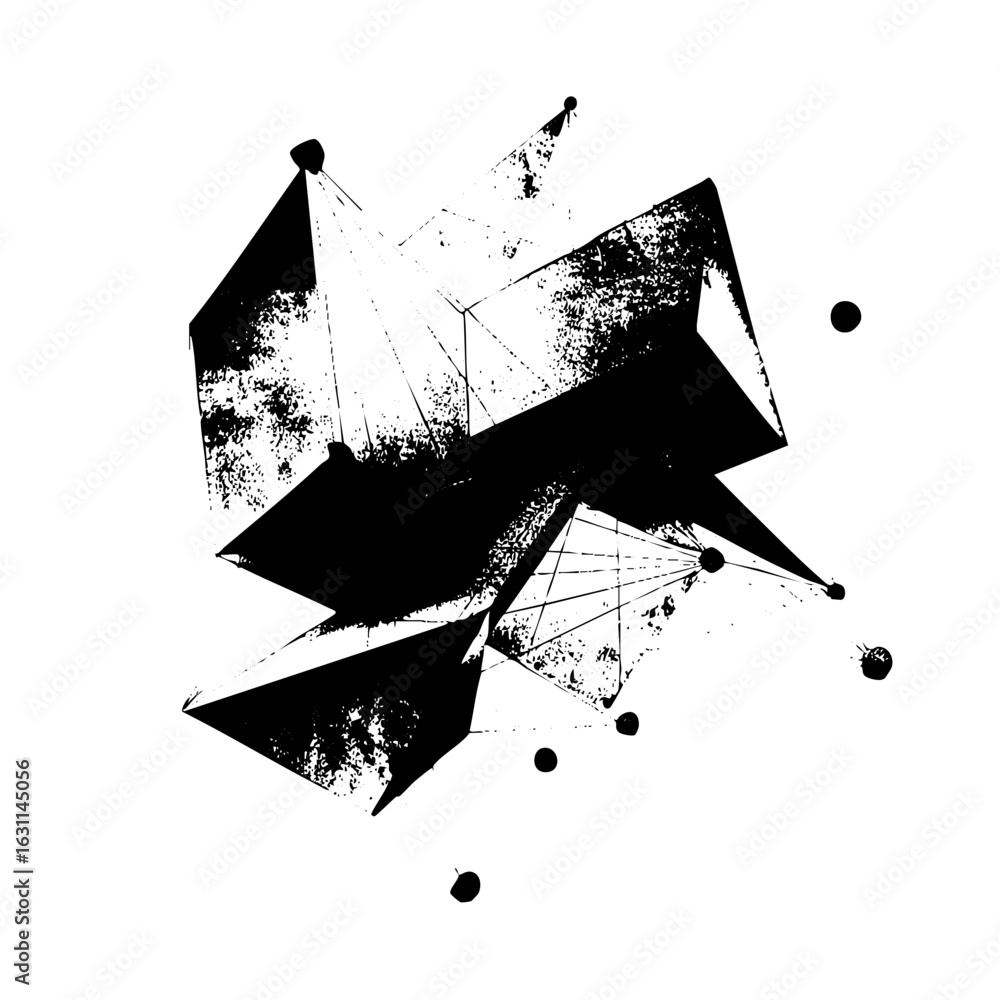Poster vector abstract geometric shapes with connecting lines create a dynamic composition.